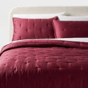Open Box - Threshold - Full/Queen TENCEL Comforter and Sham Set Wine Red  Red
